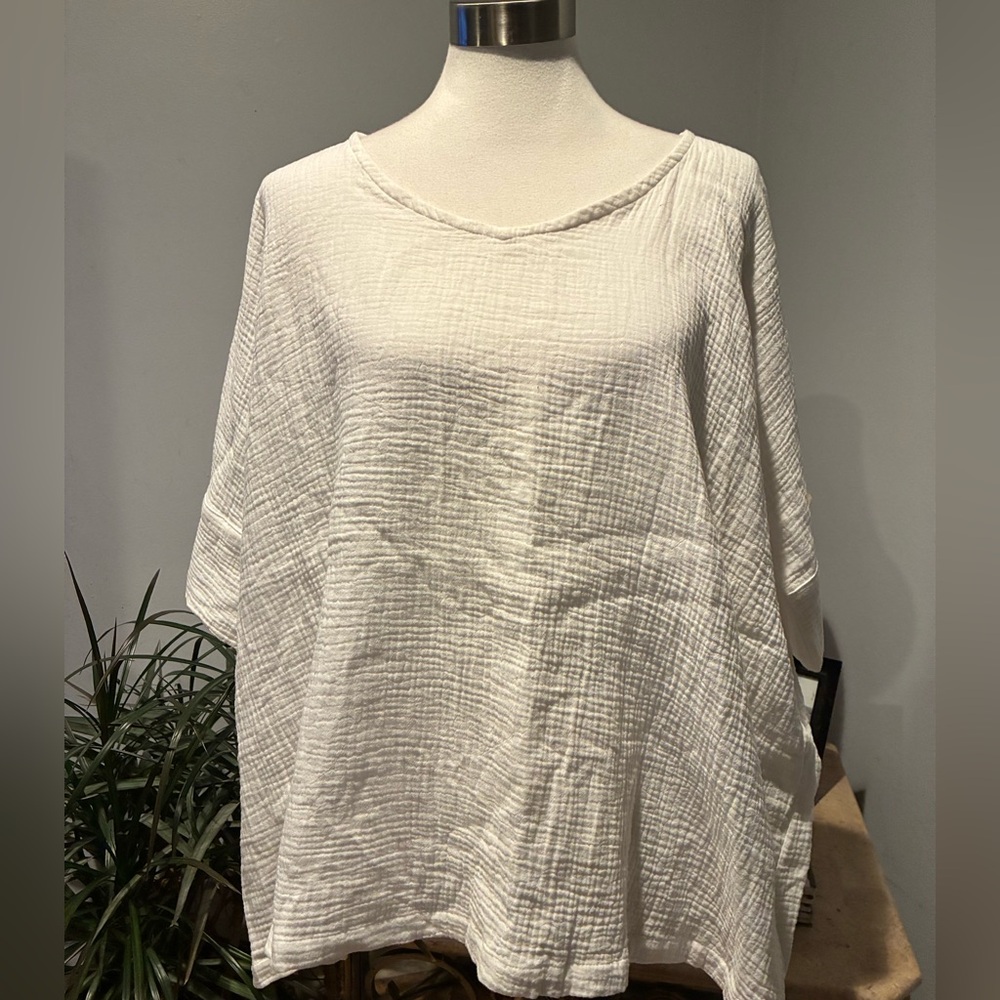 Joie Gauze Cotton White Blouse Size Medium NEW with tag Dolman Sleeves Oversized
